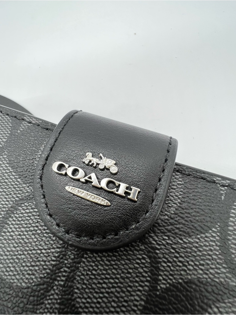 Coach Medium Corner Zip Wallet Signature Canvas Graphite Black C0082 NWT - Picture 9 of 16